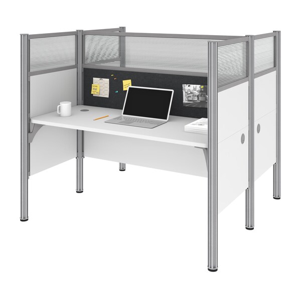 Bestar Bestar Pro-Biz 63W Office Cubicles with Gray Tack Boards and High Privacy Panels in white 100870DG-17 - main